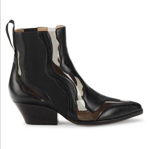 SERGIO ROSSI CUTOUT LEATHER WESTERN BOOTIES SIZE 6.5/ 36.5